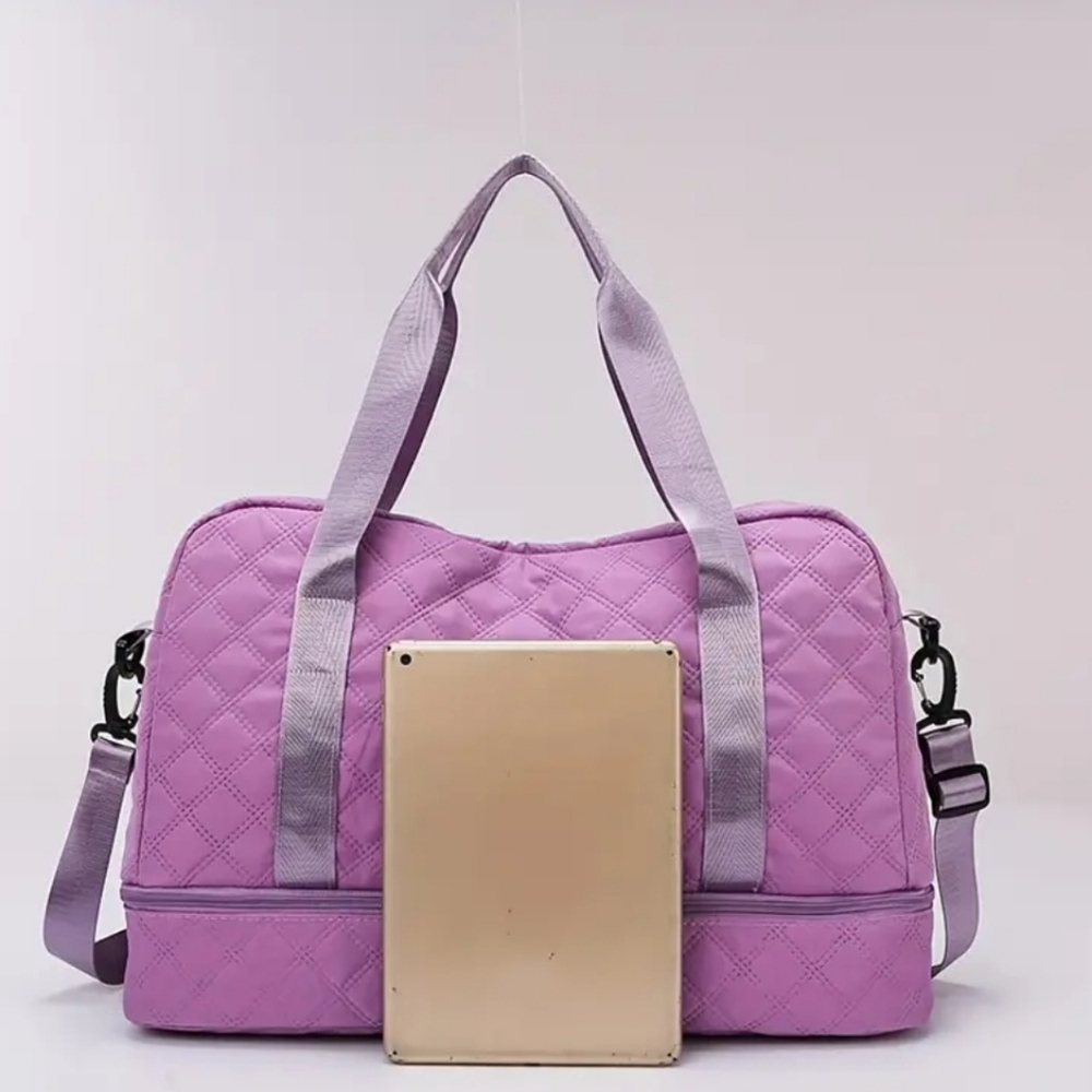 Pink Quilted Duffel Bag Women's Large - Picture 3 of 4